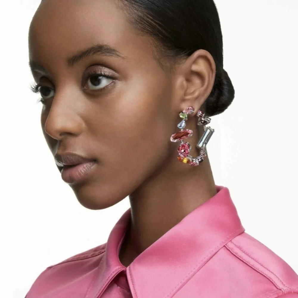 Swarovski Gema Colorful Mixed Cut Hoop Earrings